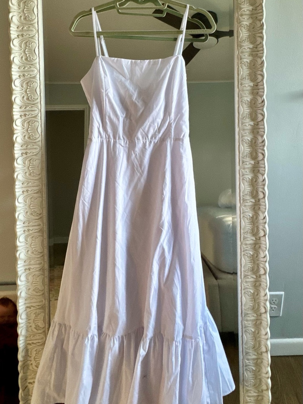 Francesca's White Midi Sundress with Spaghetti Straps